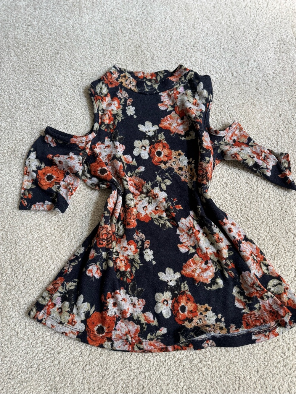 Haute Monde Navy Cold-Shoulder Floral Blouse off the shoulder